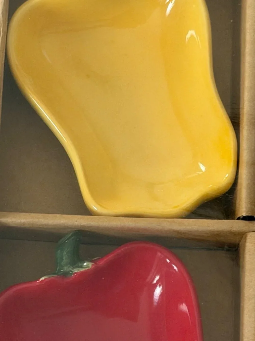 Harry & David Red and Yellow Bell Pepper Ceramic Dipper Bowls Set of 4 New Seale
